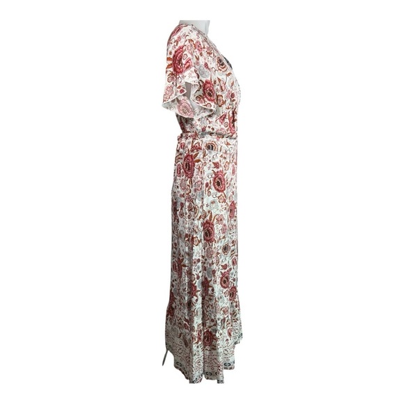 HALCYEEN Elegant Boho Maxi Dress with Flowing Silhouette White/ red flowers XXL - Picture 10 of 14